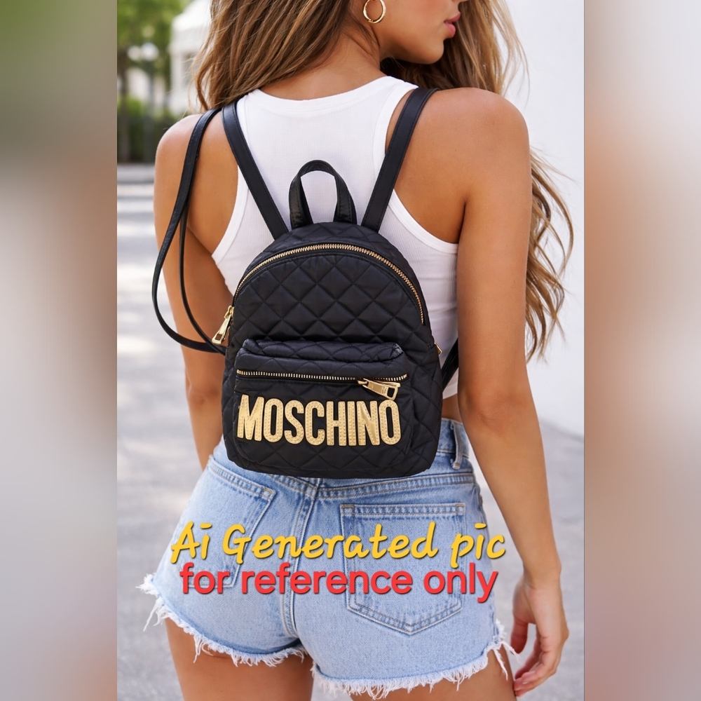 Moschino Black Quilted Backpack